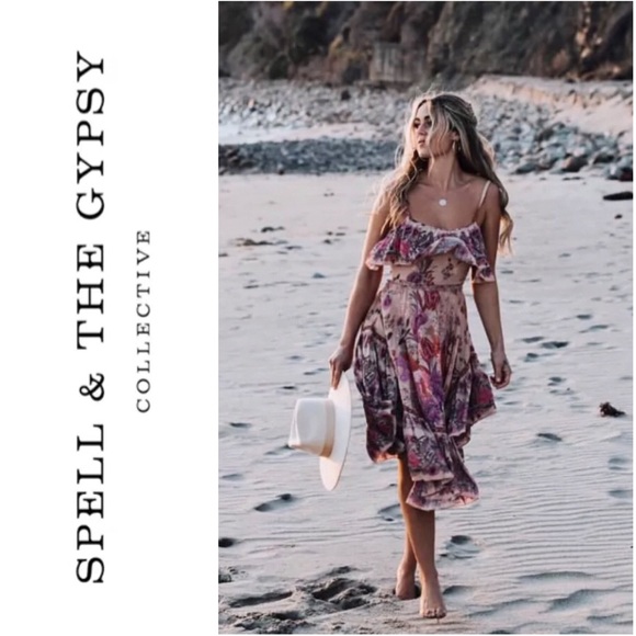 Spell Dresses | Spell Siren Song Strappy Midi Dress In Flamingo | Poshmark